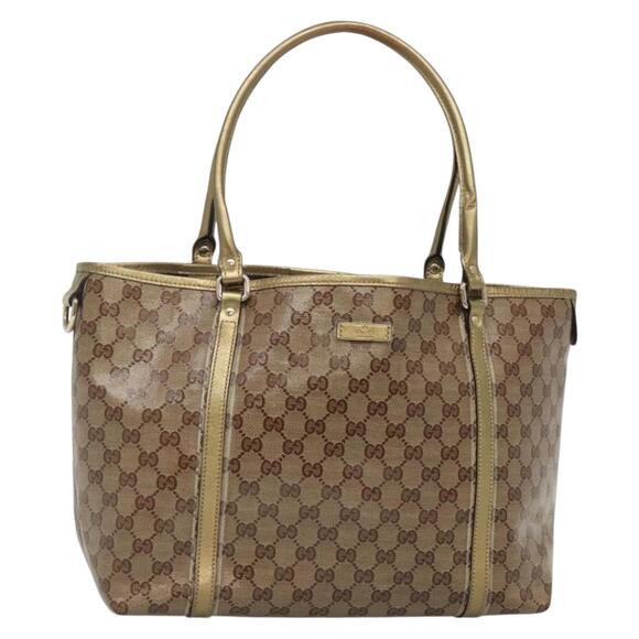 GUCCI GG Crystal Tote Bag Coated Canvas Beige Gold - Picture 1 of 16
